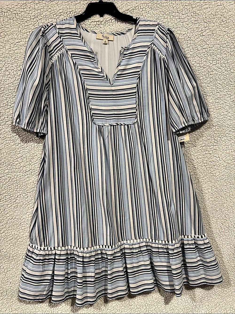 Nurture Striped Mini Dress in Blue & White Size 2X NWT
